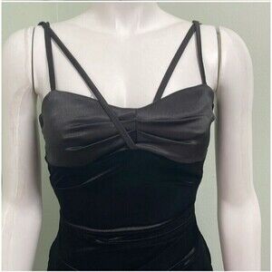 B. Darlin Womens Black Velvet Mini Party Dress Juniors size 3/4 XS little black